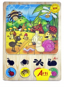 ROMPECABEZA Y ENCAJE BICHITOS - ARTI (MADERA) X 17 PZAS