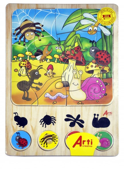 ROMPECABEZA Y ENCAJE BICHITOS - ARTI (MADERA) X 17 PZAS